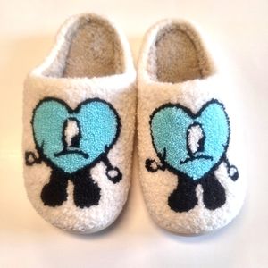Bad Bunny slippers- Blue heart- New with tags